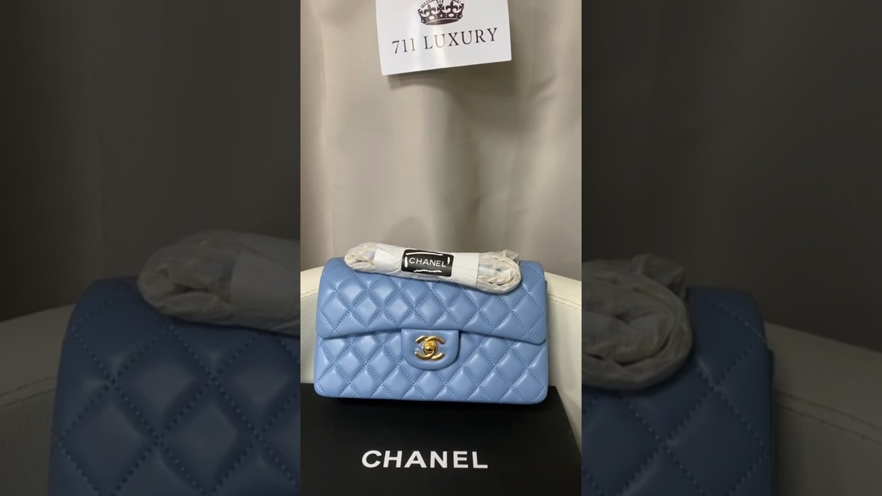 Flap bag in baby blue color #chanel #chanelbag #chanelunboxing #bagcollection #flapbag