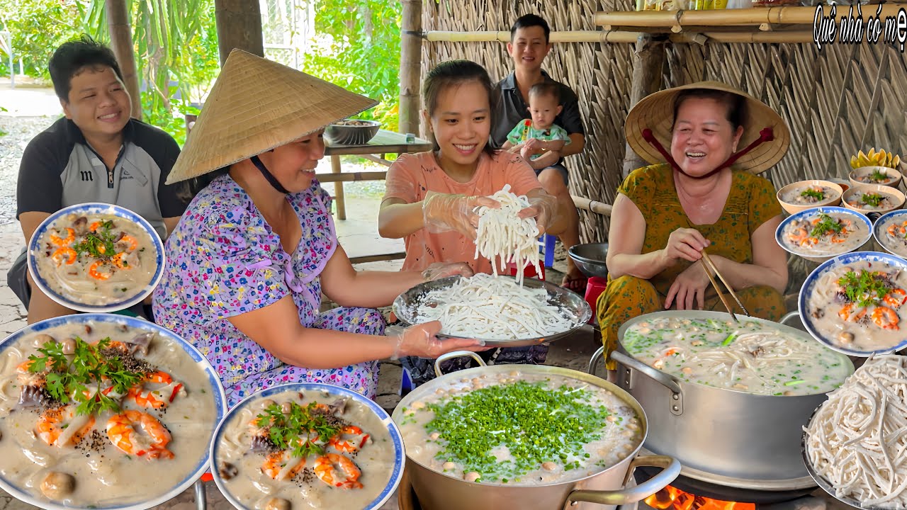 Bánh Canh Bột Xắt Tôm Thịt Nước Cốt Dừa | Hương Vị Bánh Quê Mẹ Chồng Nàng Dâu || Country cake