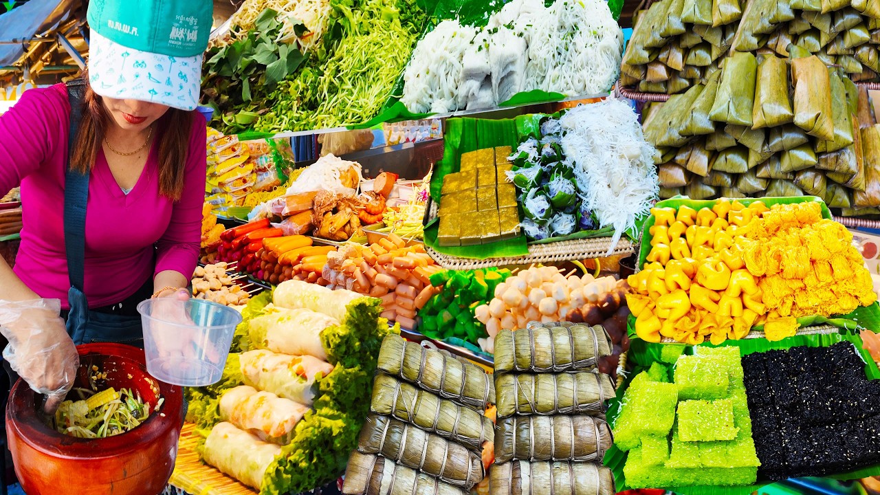 Cambodian New Year Street Food CHAOS! 🇰🇭 $1&ndash;$3 Feast at Wat Phnom