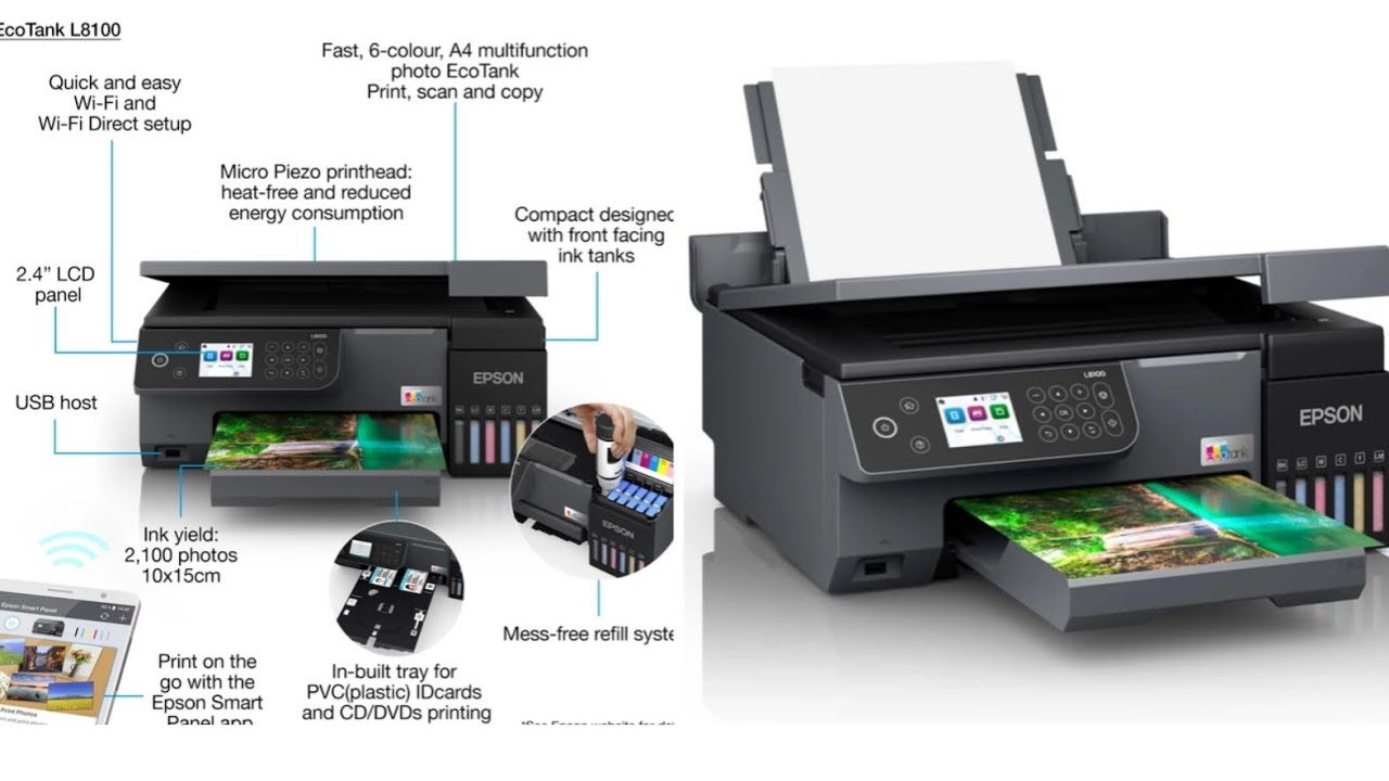 Epson l8100 All-in One Color printer passport photo pvc card Waterproof printing #MobileWiFiprinter