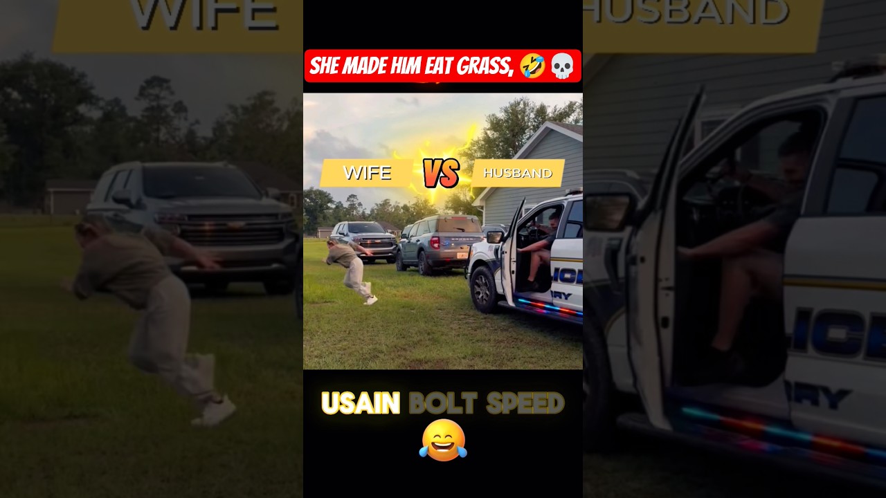 Cop Tries Chasing Wife&hellip; But the Grass Had Other Plans💀😂 #shorts