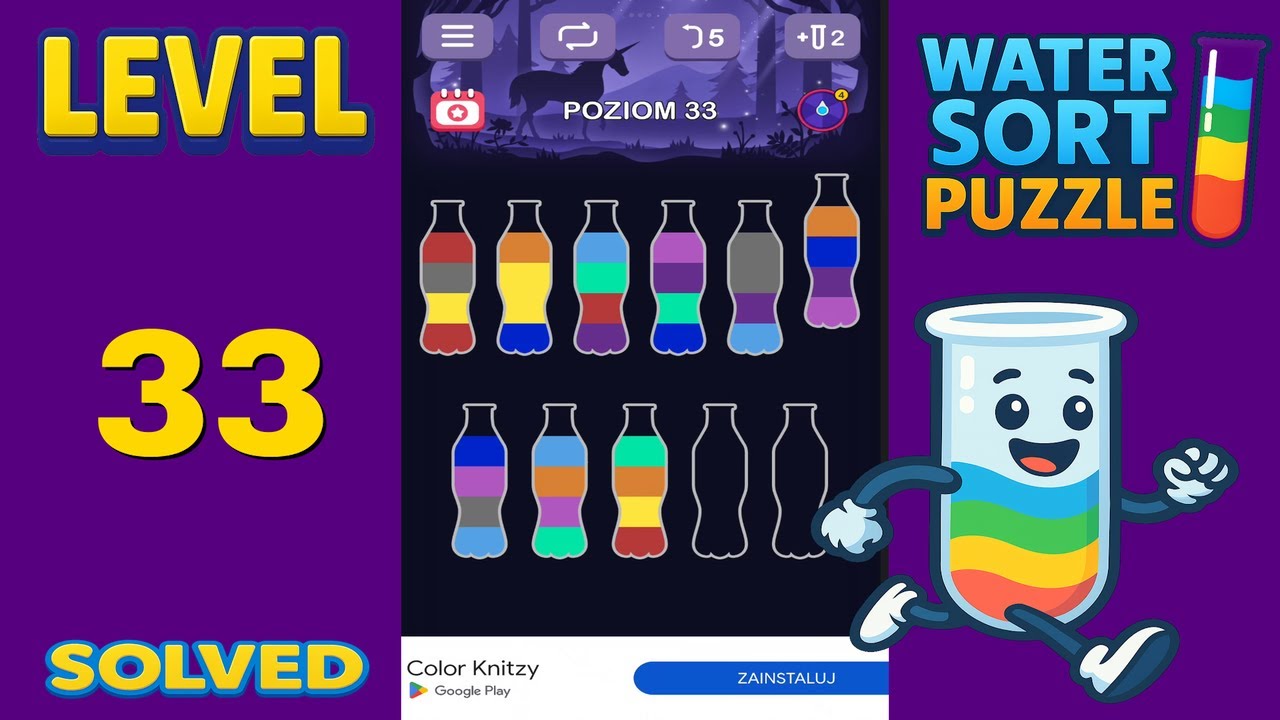 Water Sort Puzzle &ndash; Level 33 | Fast & Clean Solution