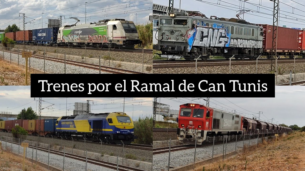 [4K] Trenes por el ramal de Can Tunis (251, 252, 253 TS, 254 FGC, 269, 335 Conti...)