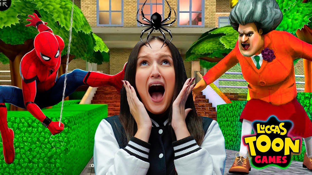 O NOVO HOMEM ARANHA NO SCARY TEACHER!!!! ASSUSTAMOS A PROFESSORA MALVADA!