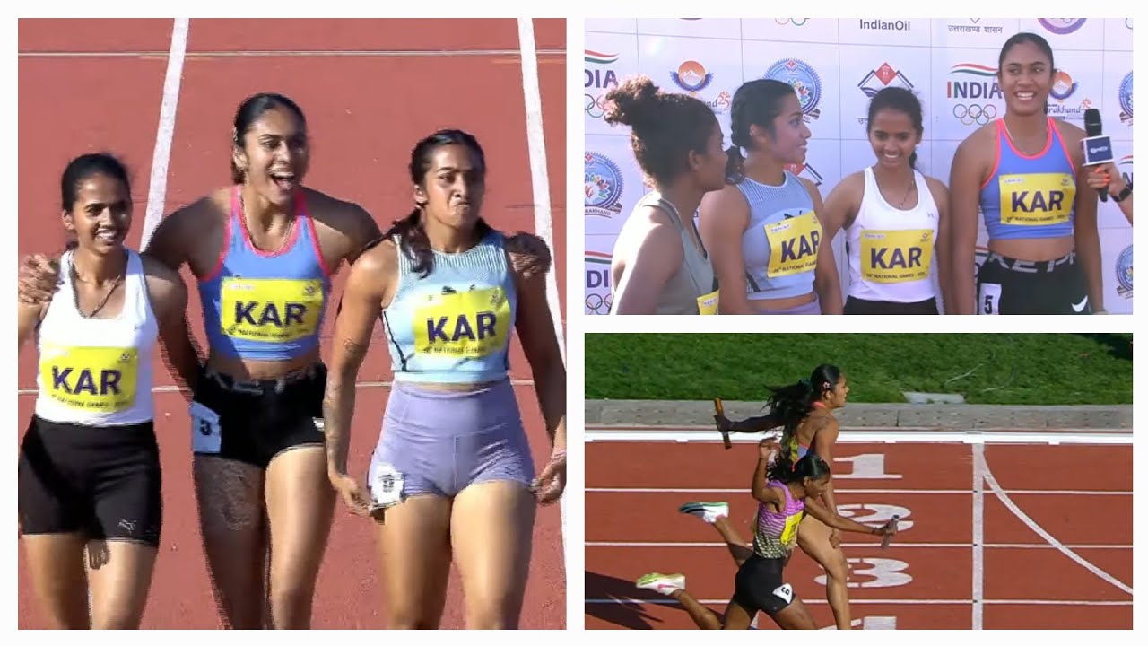 Unnati Ayyappa Leads Karnataka to 4x100m Relay Gold with 45.99s@38th National Games, TN Takes Silver