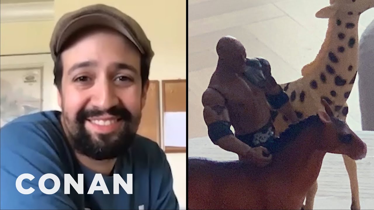 Lin-Manuel Miranda's Son Plays With A Dwayne “The Rock” Johnson Figurine | CONAN on TBS