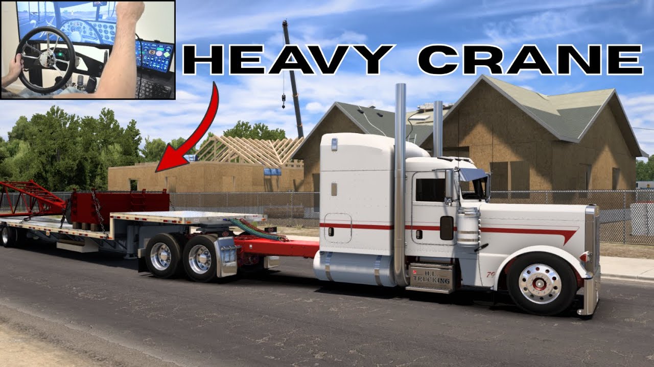 Custom Peterbilt 389 - (Hauling Crane Parts) - Straight Piped 6NZ - American Truck Simulator