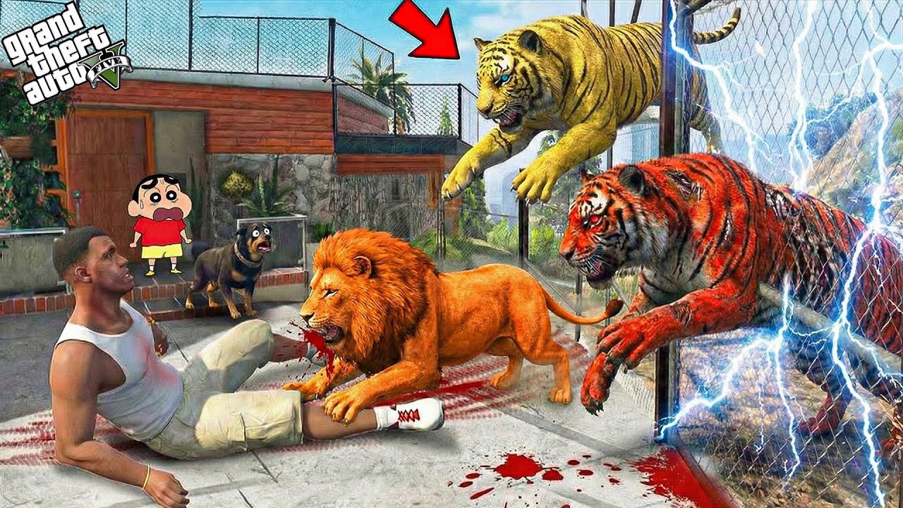 Franklin & Shinchan Chased by Hungry Zombie Tigers in Los Santos! 🐯😱 | GTA 5