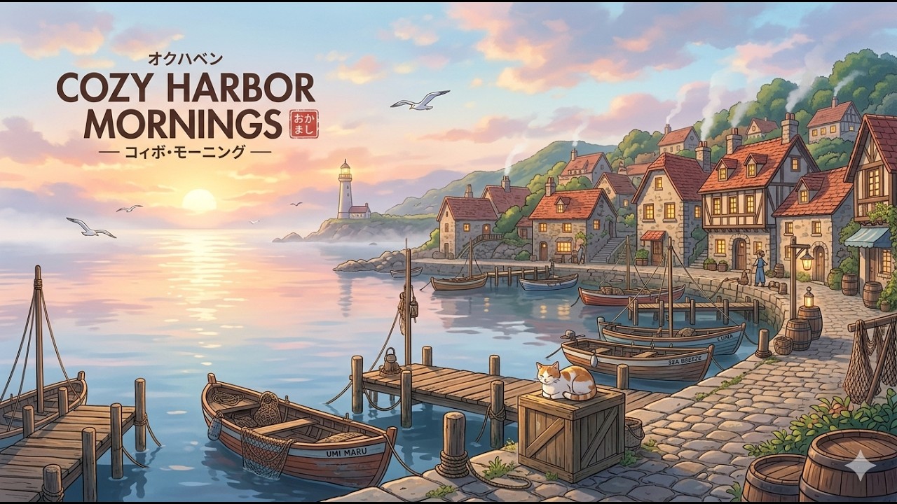 “Whispers of the Ancient Harbor 🌅 | A Peaceful Ghibli-Style Seaside Morning”