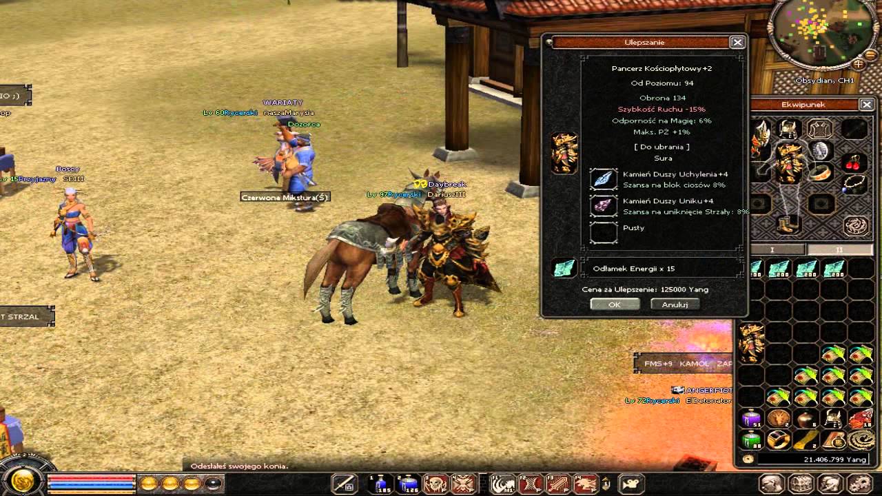 Metin2.pl Pr&oacute;ba ulepszenia na +9  Pancerza Kościopłytowego by DariuszIII Obsydian