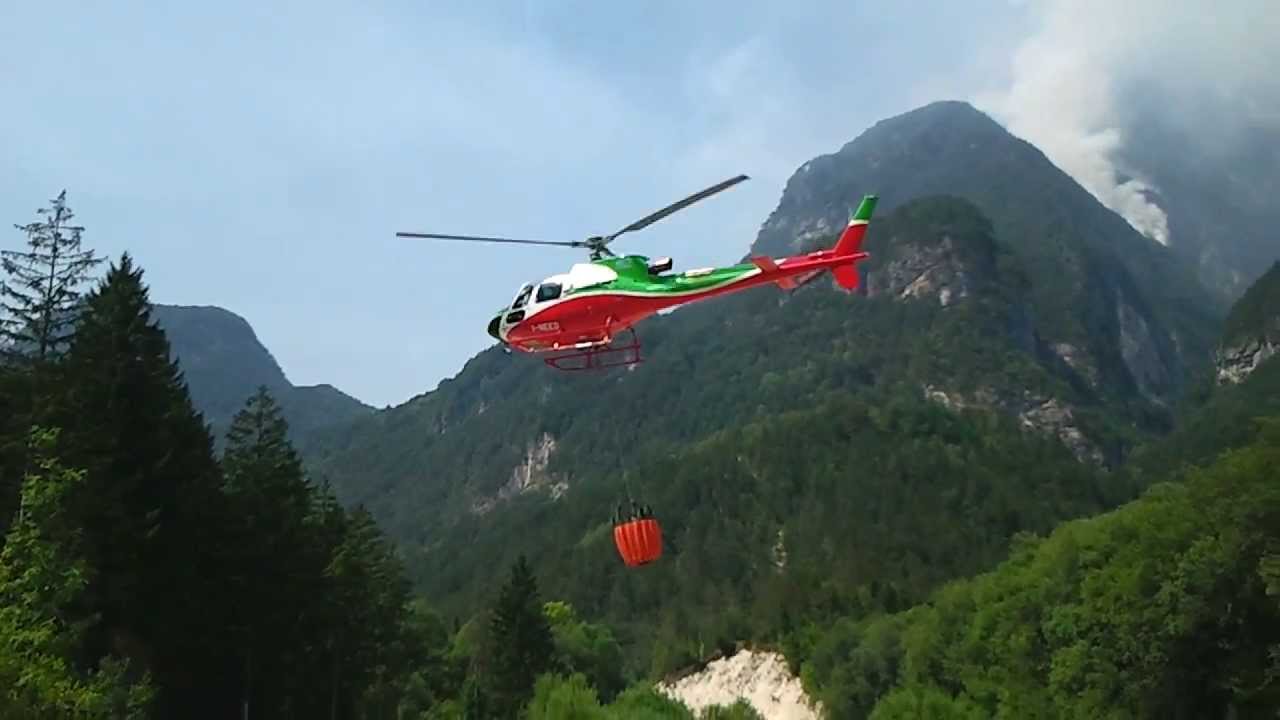 Incendio Val Raccolana 2013 - Canadair ed Elicotteri in Azione