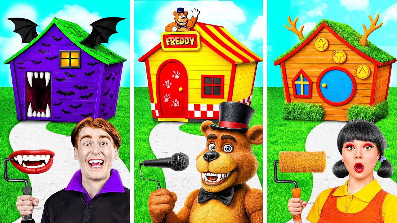 Aynı Renkteki Evler Meydan Okuma Kalamar Oyun Bebeği VS Freddy | Komik Zorluklar