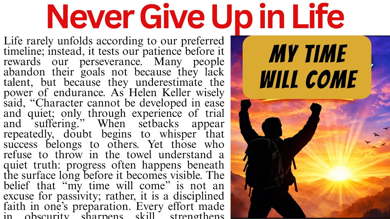 My Time Will Come | Never Give Up in Life | Reading Comprehension Passage | Passage Reading