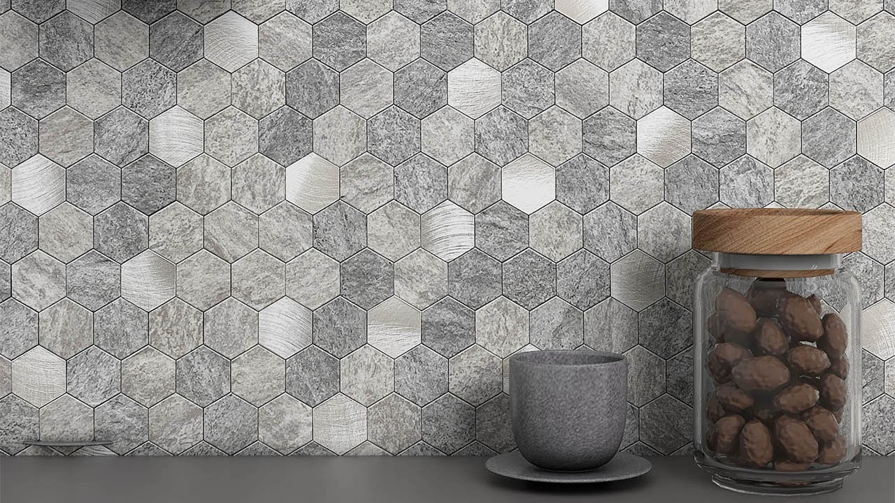 Despegar y pegar paneles de azulejos con acabado de textura de pizarrón mate