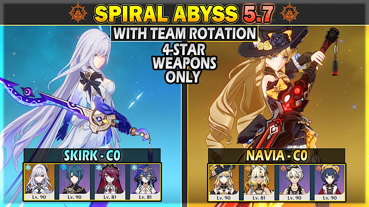 F2P C0 Skirk & C0 Navia | 4-Stars Weapon | 9 Stars Spiral Abyss 5.7 Floor 12  | Genshin Impact