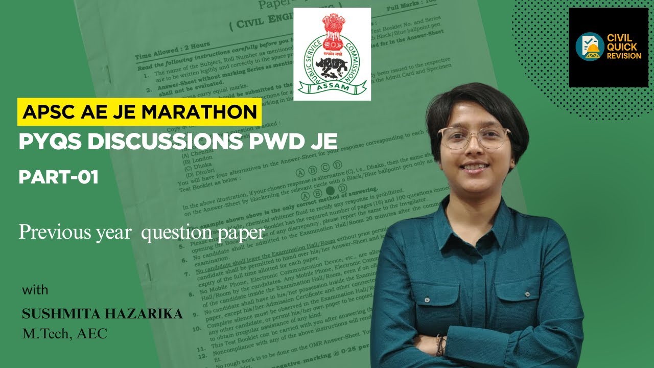 PWD Junior Engineer 2020 PYQs Part-01 full detailed solutions | Civil Engineering | Marathon AE JE |