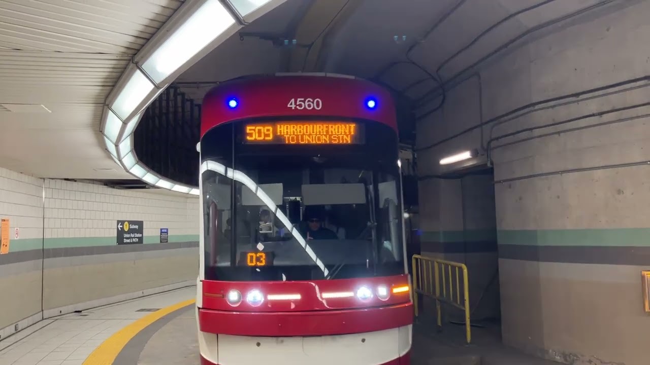 TTC streetcar arriving at Union station.