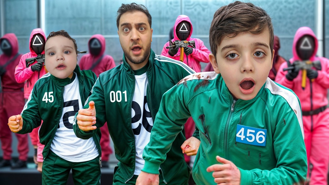 هجم علينا حارس لعبة الحبار بالليل وخطف زكريا | دينيز خاف كتير 😰هربنا منو