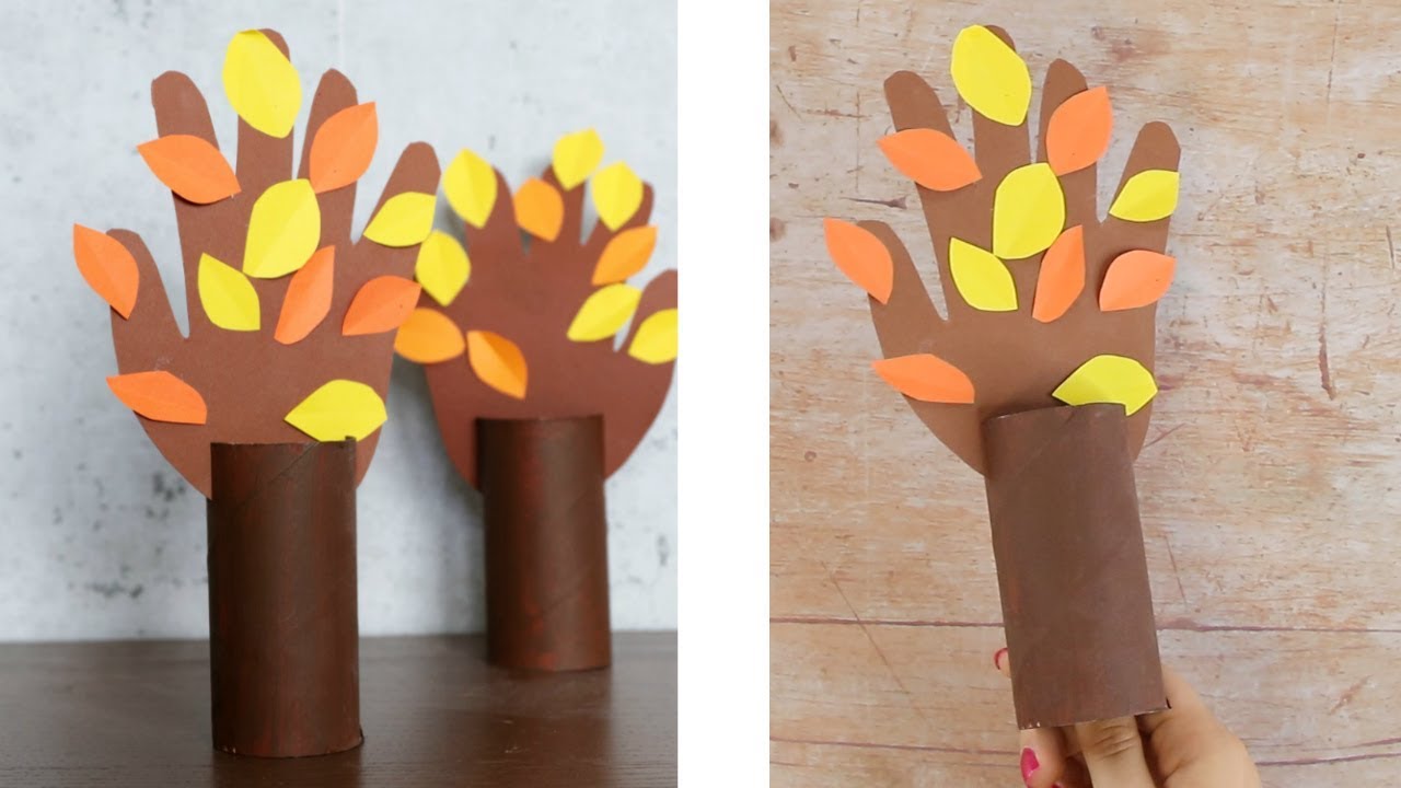 PAPER CRAFTS FOR KIDS - Handprint Toilet Paper Roll Fall Tree