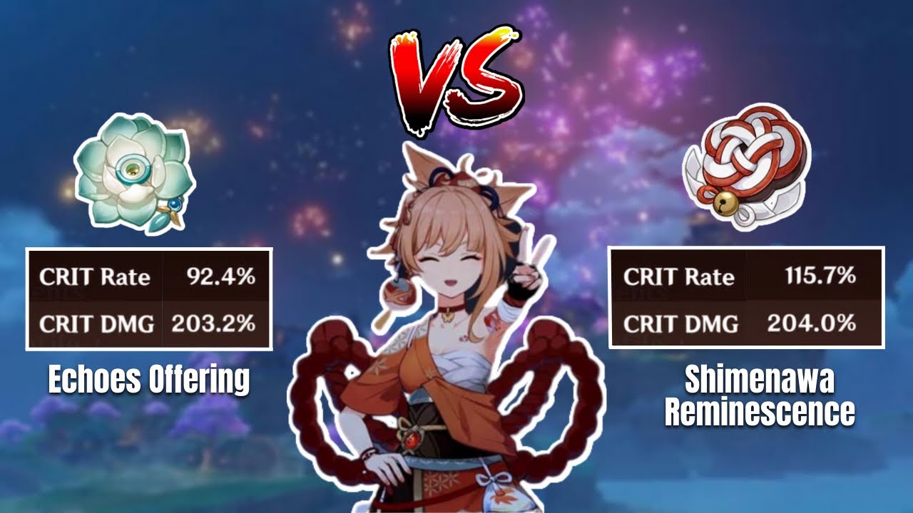 Shimenawa vs Echoes Of Offering Artifacts Comparison On Yoimiya [Genshin Impact]
