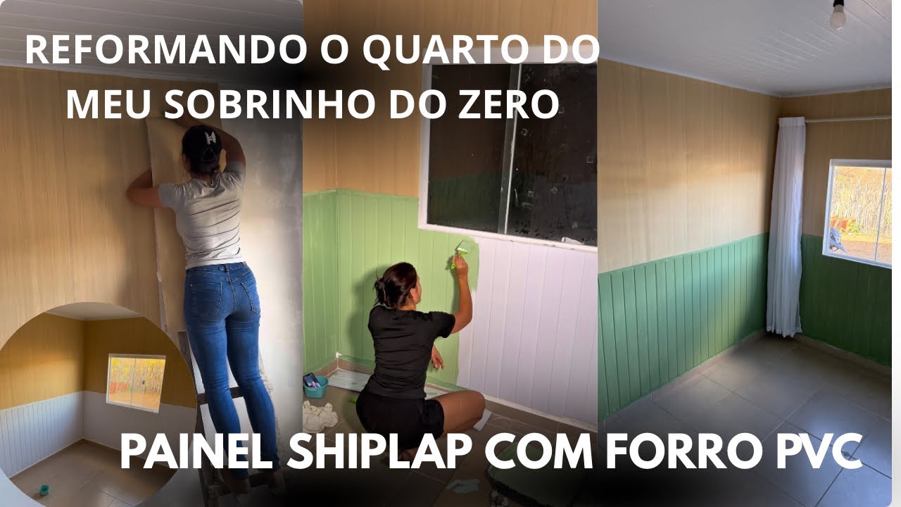 REFORMANDO O QUARTO SÓ COM FORRO PVC E PAPEL DE PAREDE #papeldeparede #pvc #quarto #shiplap #reforma