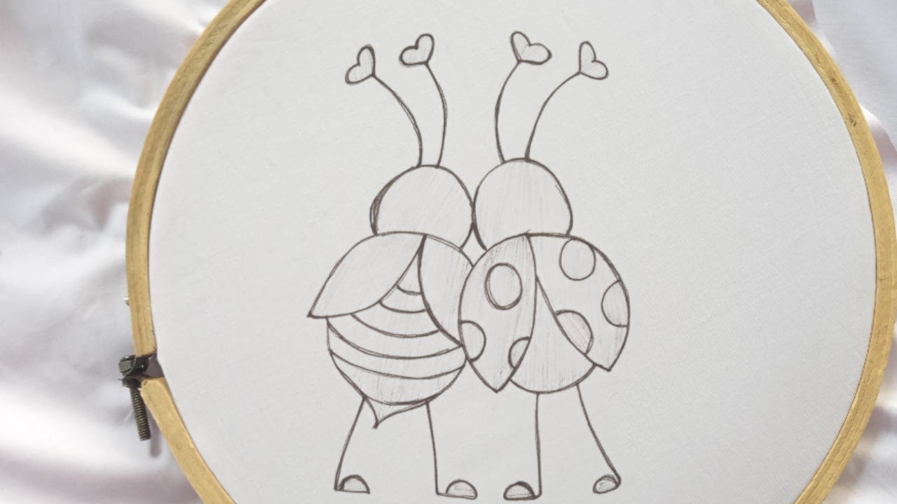 Hand embroidery cute bugs 🐞tutorial , Hand Embroidery design for fabric using basic stitches