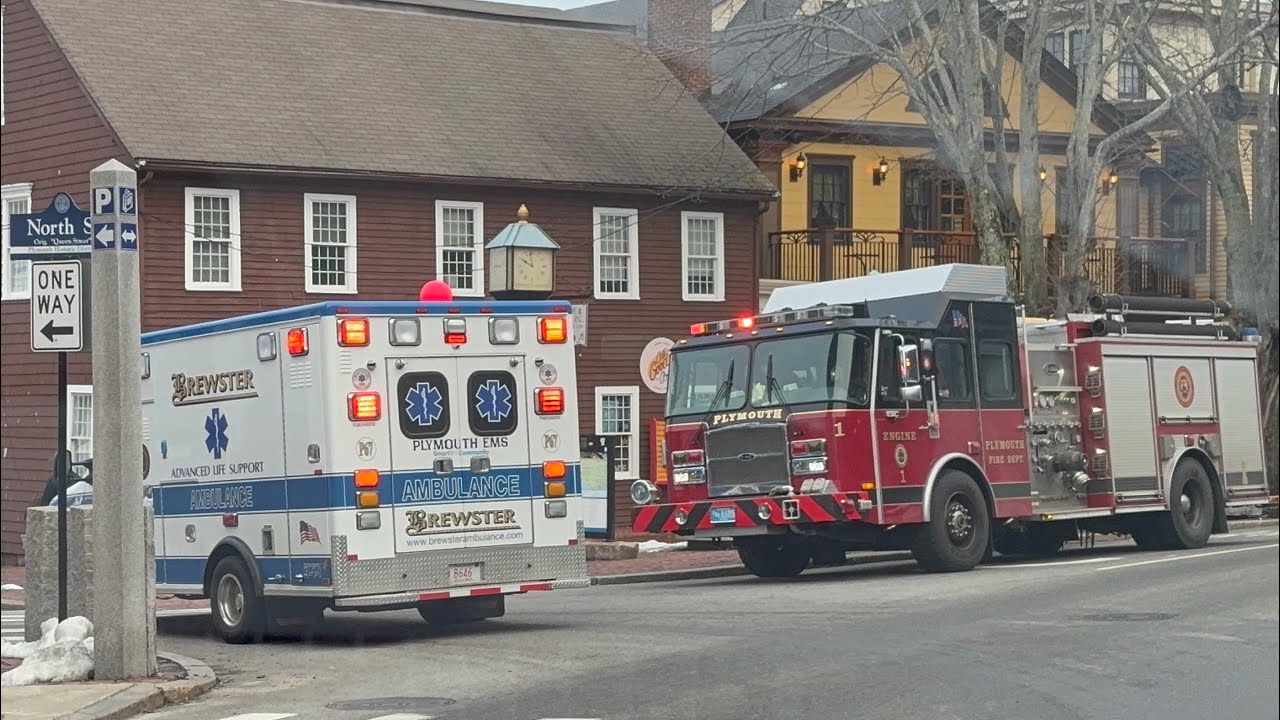 Plymouth ma fire dept engine 1 and Brewster ems (Plymouth) A7 arriving onscene of a medical