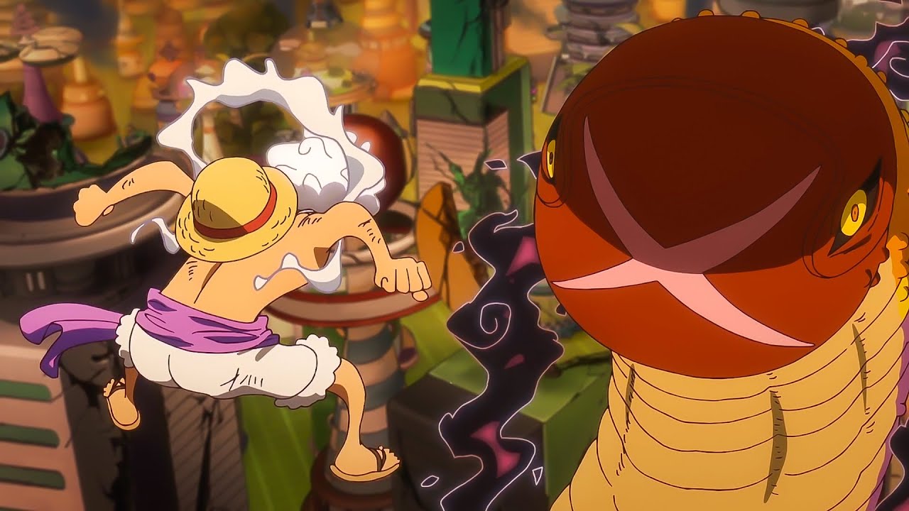 Gear 5 Luffy vs 5 Gorosei, Dorry and Brogy Rescue Luffy After Being Swallowed by a Monster