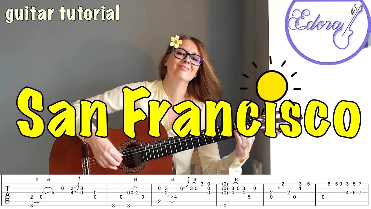 San Francisco Fingerstyle Guitar Tutorial with On-Screen TAB - Scott McKenzie