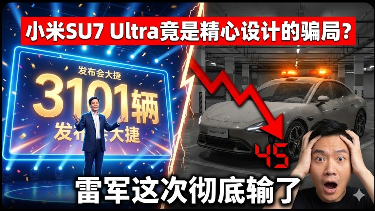 揭秘“民族之光”背后的收割真相，53万的小米SU7 Ultra销量暴跌98%，雷军这次彻底输麻了，豪车竟是一场精心设计的骗局？#小米SU7Ultra #雷军 #销量断崖 #商业思维 #新能源汽车