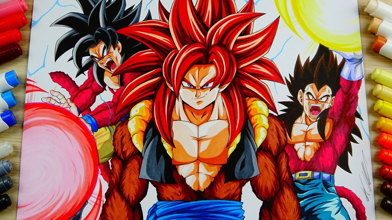 Drawing GOGETA SSj4, GOKU & VEGETA in REAL TIME | Over 7 HOURS Drawing STRAIGHT! | 4K