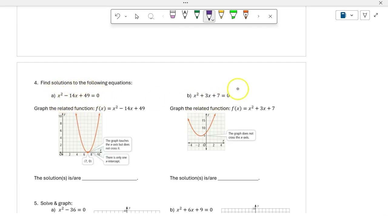 A1 SQ   Solve Quadratics Using Graphs
