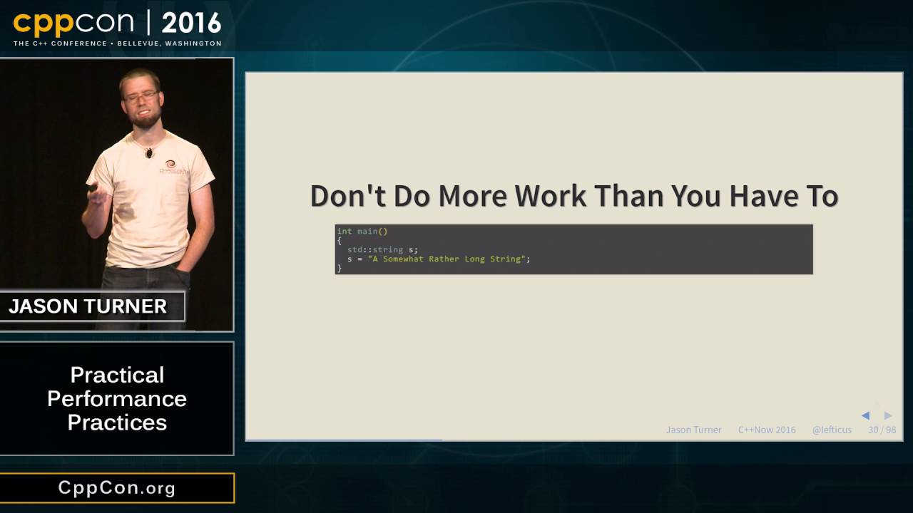 CppCon 2016: Jason Turner “Practical Performance Practices
