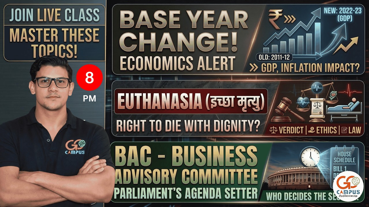 GDP 2022-23 Base Year Change, Euthanasia Law, BAC Committee की पूरी जानकारी | Master Economy