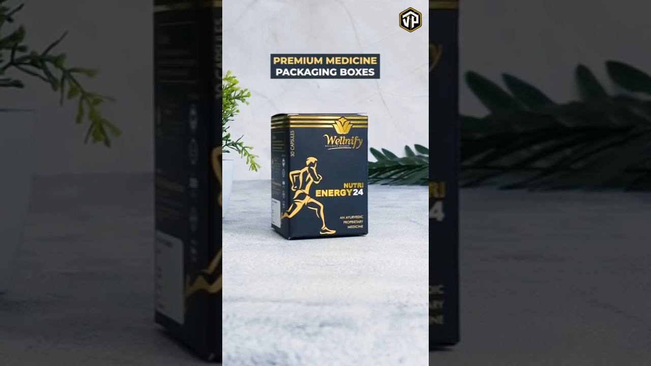 Premium Medicine Packaging Boxes with Golden Foil & Inside Holder #pharmapackaging #medicinebox