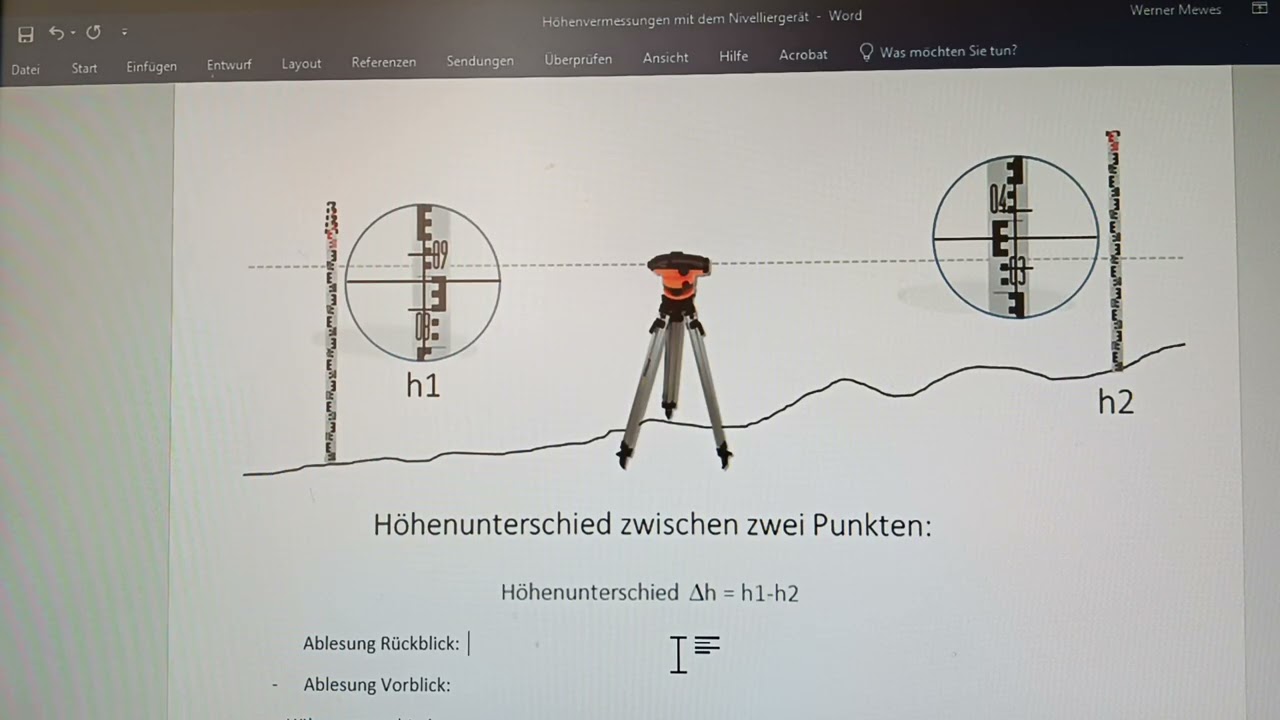 Höhenmessung mit Nivelliergerät 