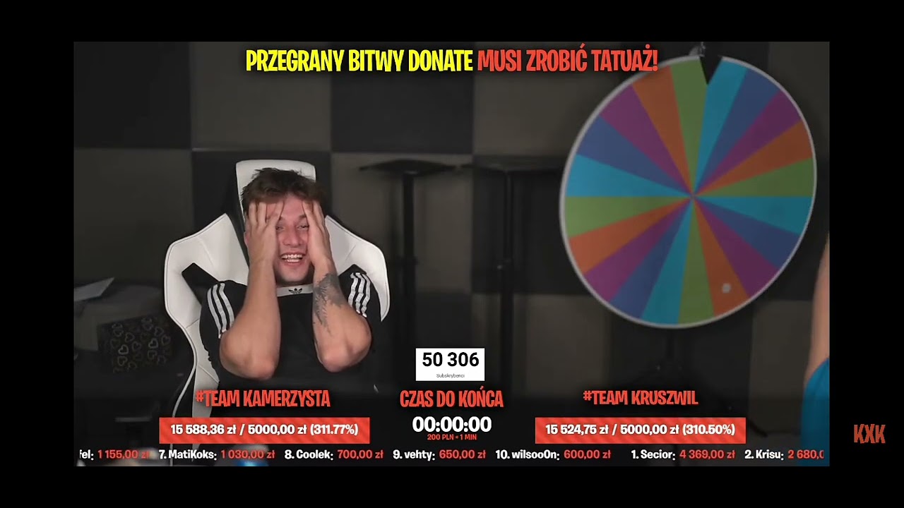 KXK VLOG Łukasz wygrywa bitwę donate o tatuaż o 64 złote