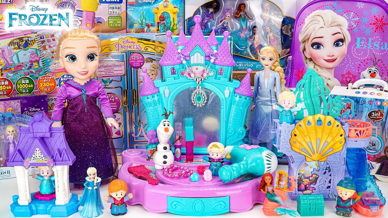 Unboxing Disney Frozen Elsa Magic Makeup Table Playset | Ariel The Little Mermaid Castle Toy Review