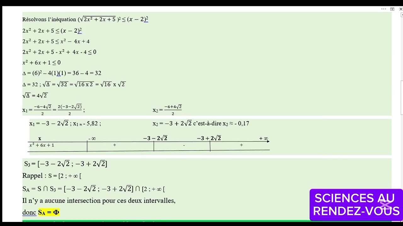 INÉQUATIONS IRRATIONNELLES (1e S) 