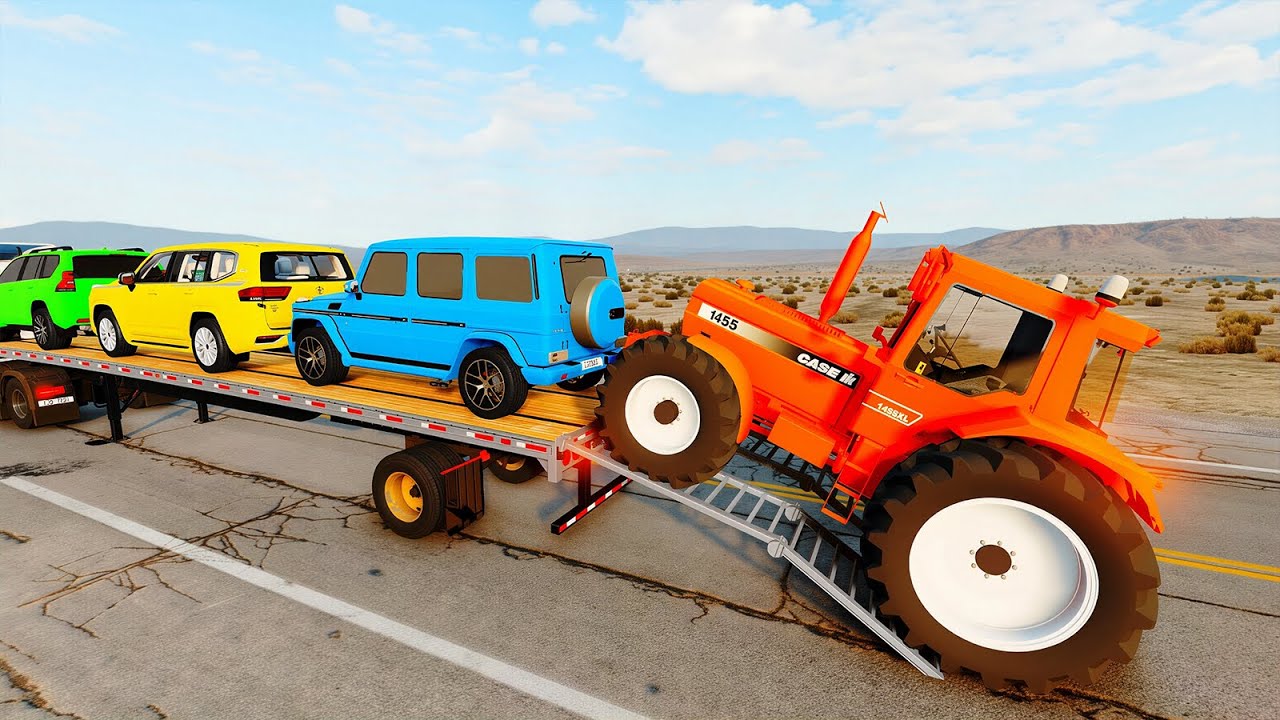 Flatbed Truck Mcqueen | Transportation with Truck - Pothole vs Car #4 BeamNG. Drive