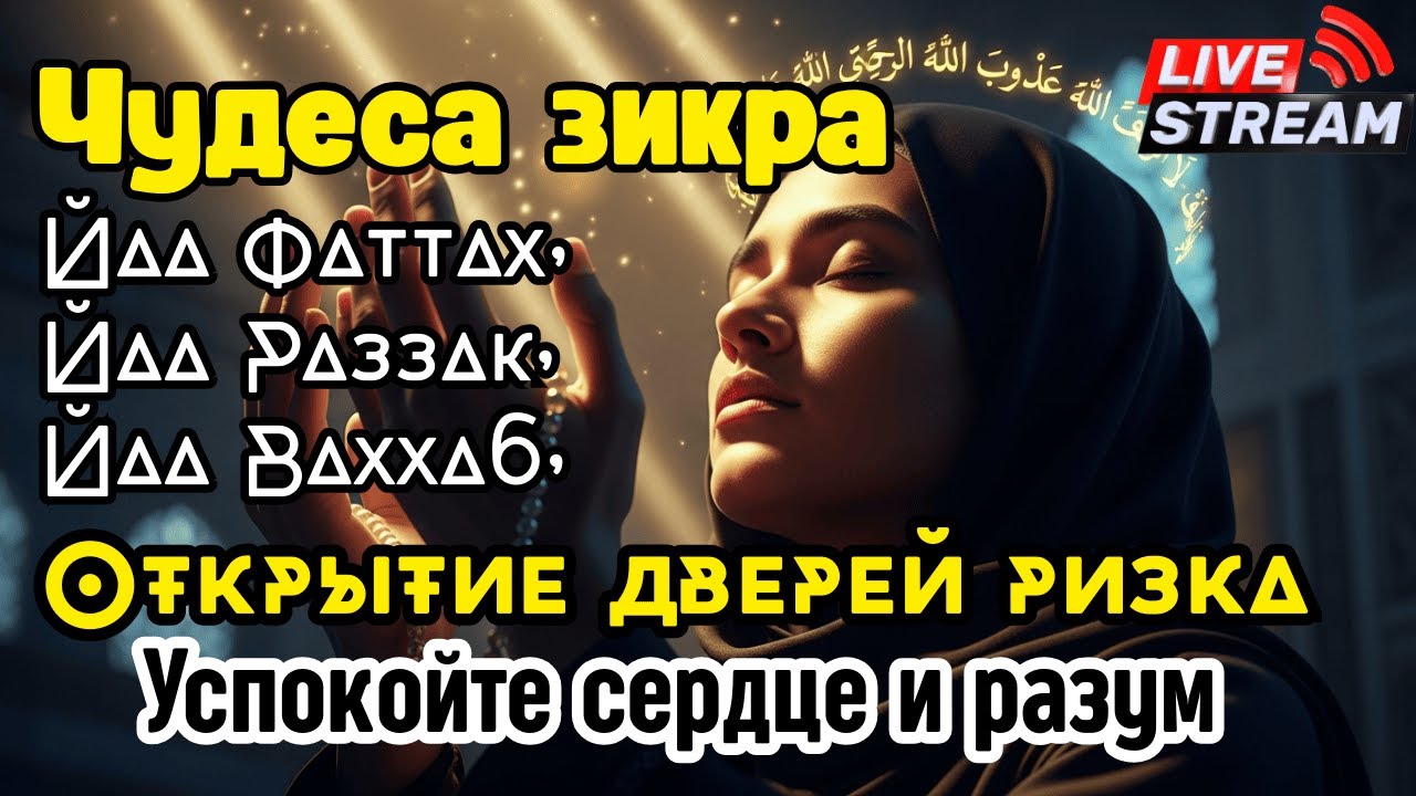 Дзикир для ризка и медитации: Я Аллах, Я Фаттах, Раззак, Ваххаб – покой сердца | 📗-134