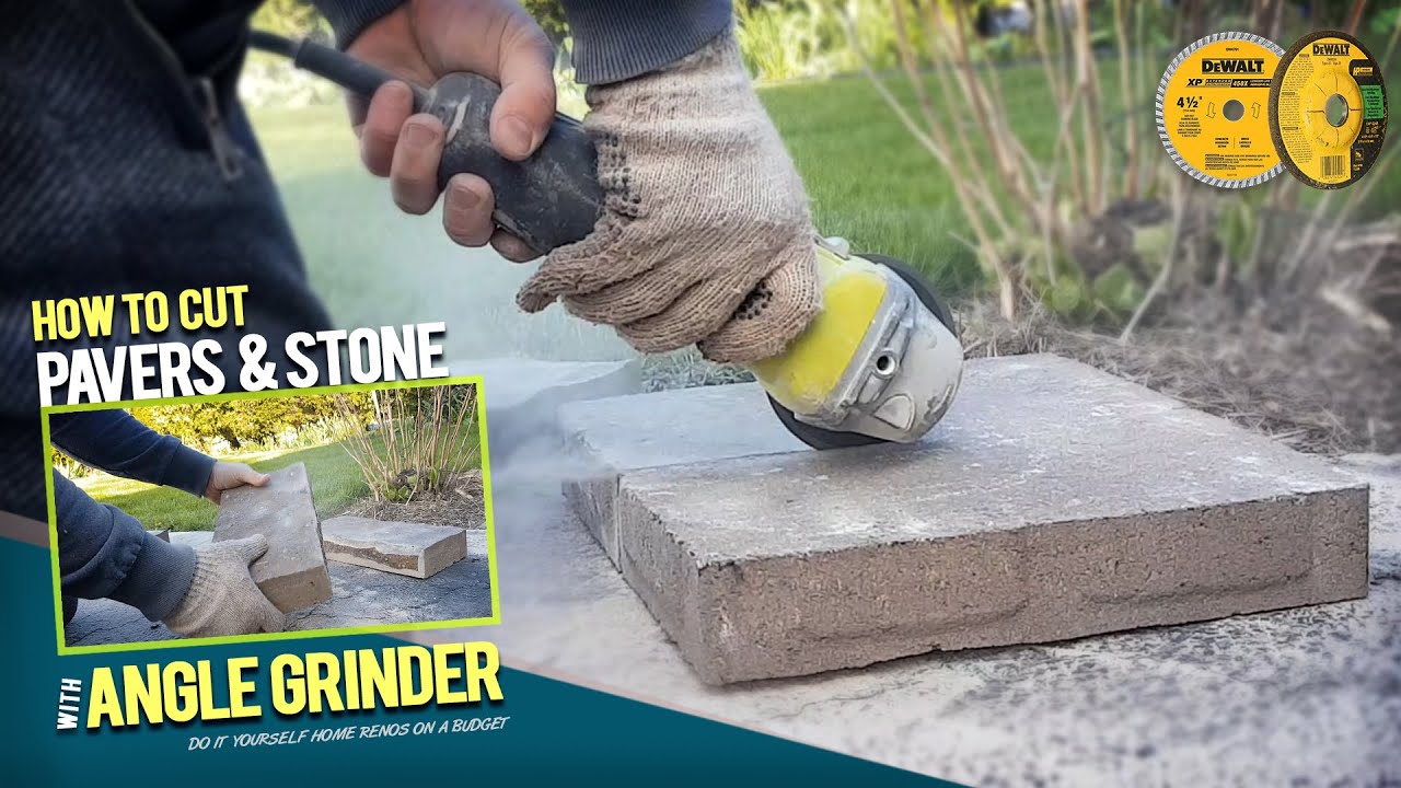 How to Cut Pavers and Bricks With Portable Angle Grinder. DIY Paver Walkway Transformation