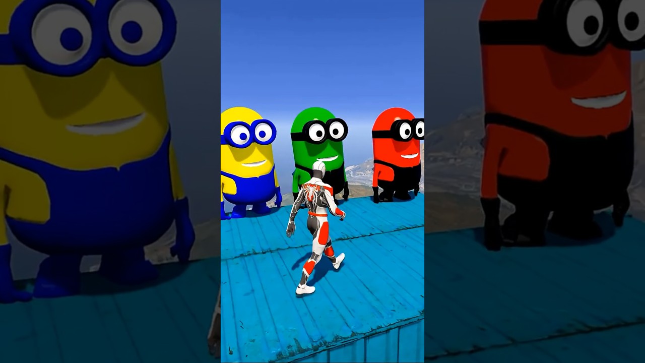 GTA 5 Epic Ragdolls SPIDERMAN VS RED MINION VS GREEN MINION (Euphoria Physics Funny Fails) #2