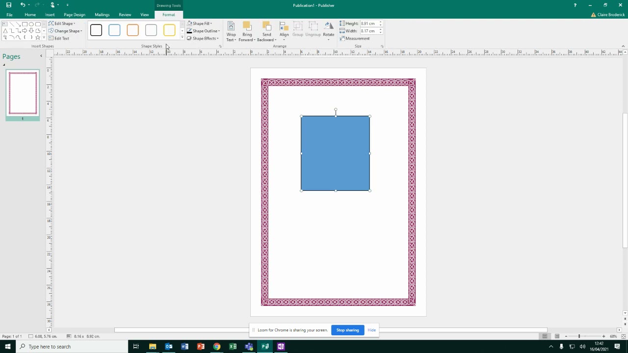 1) Publisher Skills   Borders and Shapes
