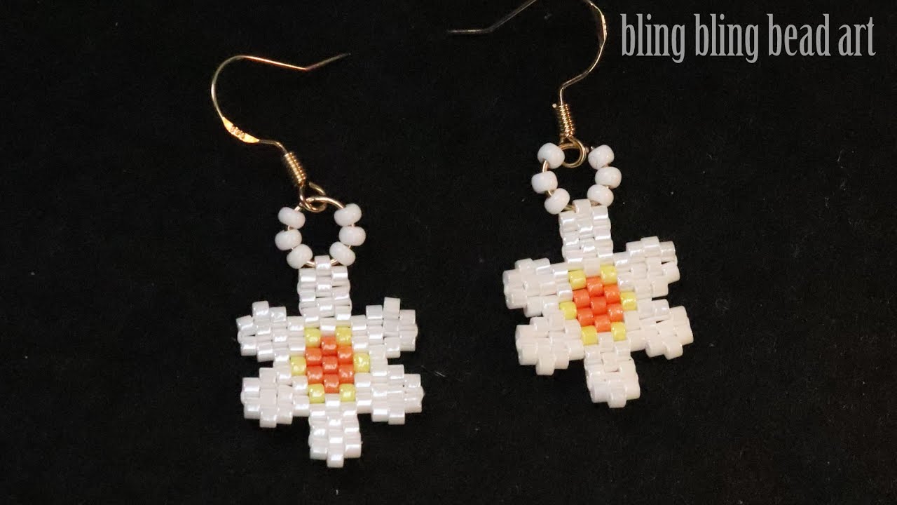 آموزش مدل گل ظریف فقط با منجوق مناسب برای ست کامل beaded flower 🌸 earring easy for beginners