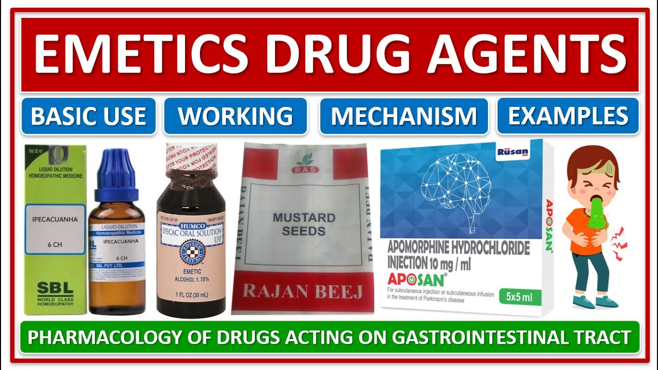 EMETICS DRUG AGENTS, EXAMPLES, BASIC USE, WORKING, MECHANISM OF ACTION, IPECAC SYRUP, APOMORPHINE