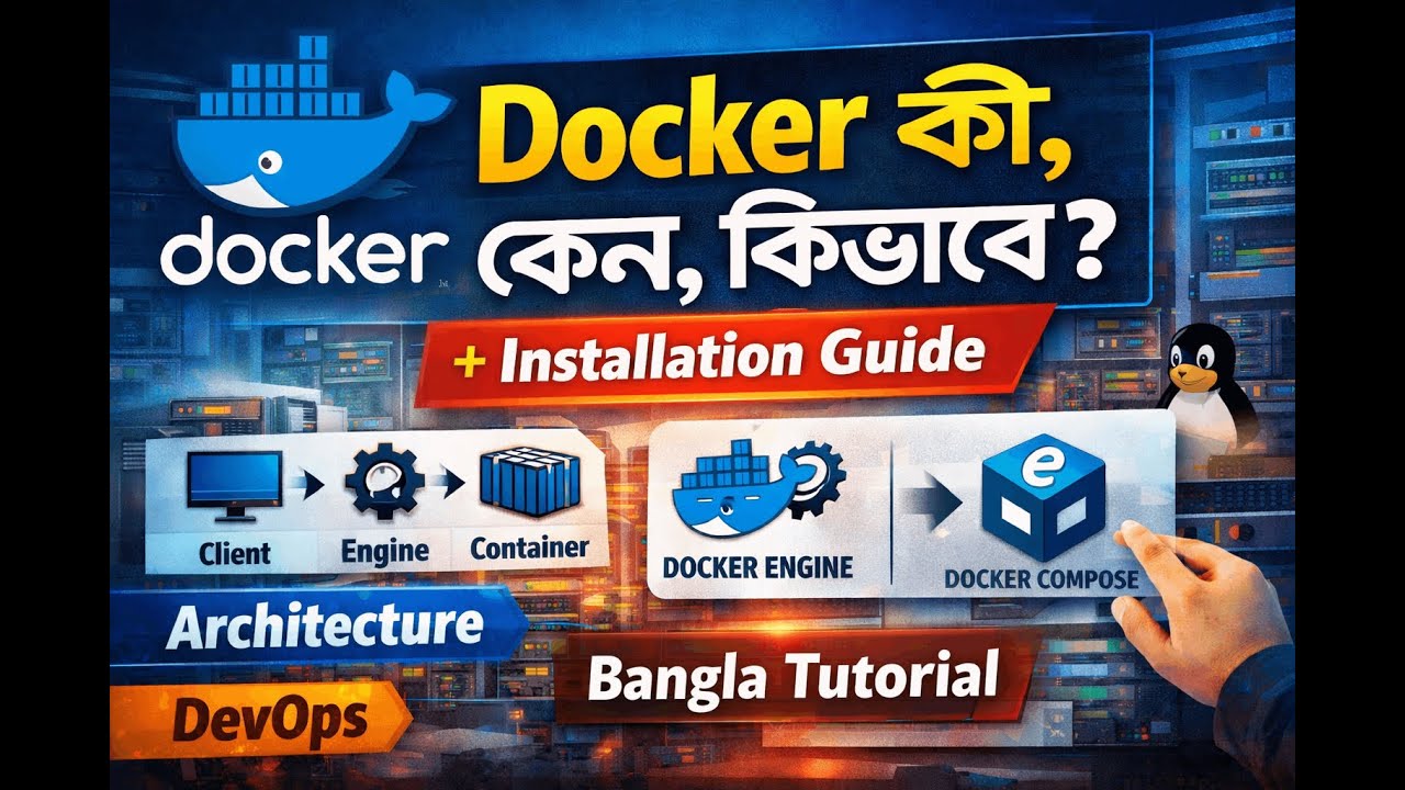 01 Docker কী, কেন, কীভাবে কাজ করে | Architecture + Docker Engine ও Compose ইনস্টলেশন। #docker
