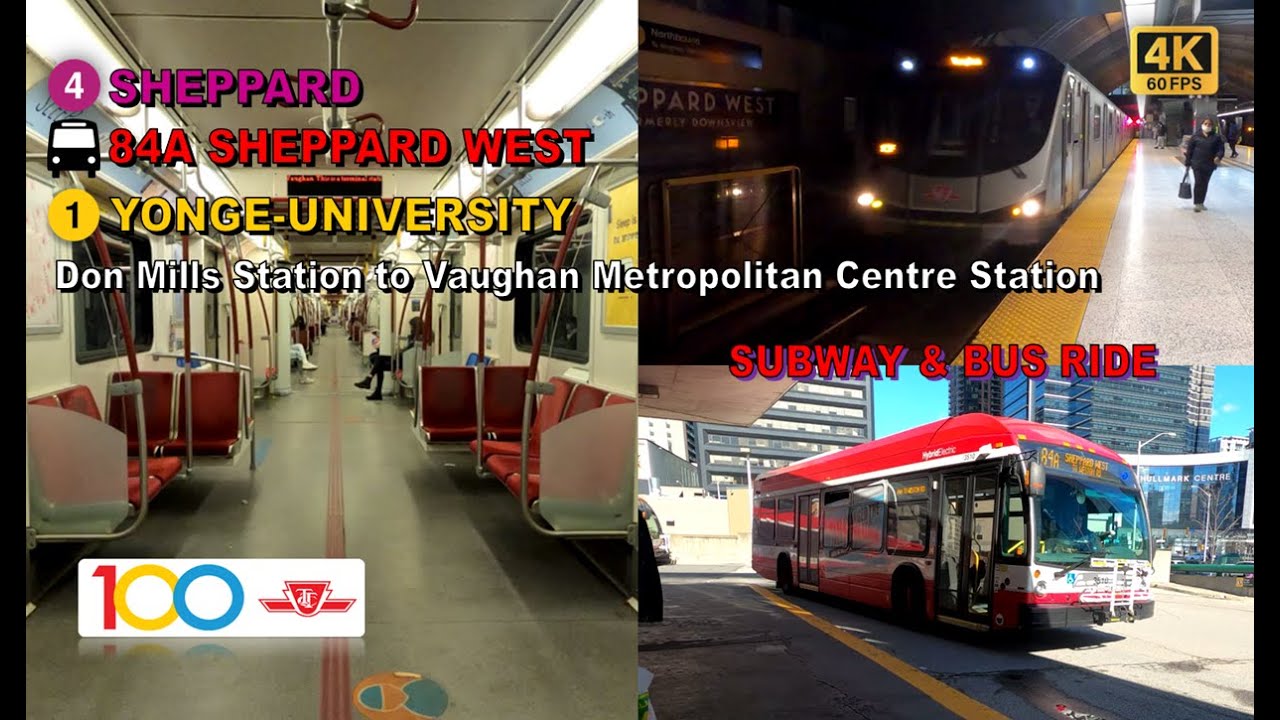 TTC POV Walk: Don Mills Station to Vaughan Metropolitan Centre Stn Via Sheppard West Stn【4K 60FPS】