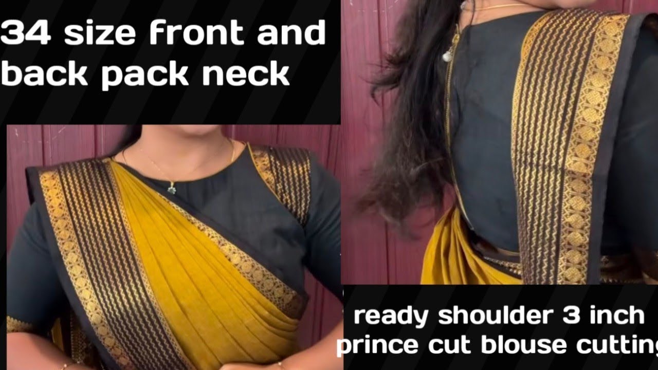34 size back and front pack neck blouse cutting/easy sew measure 