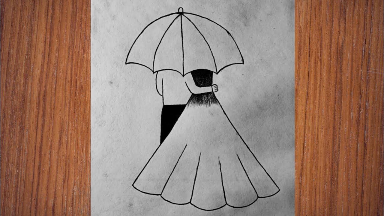 How to draw anime couple with umbrella for beginners pencil drawing 